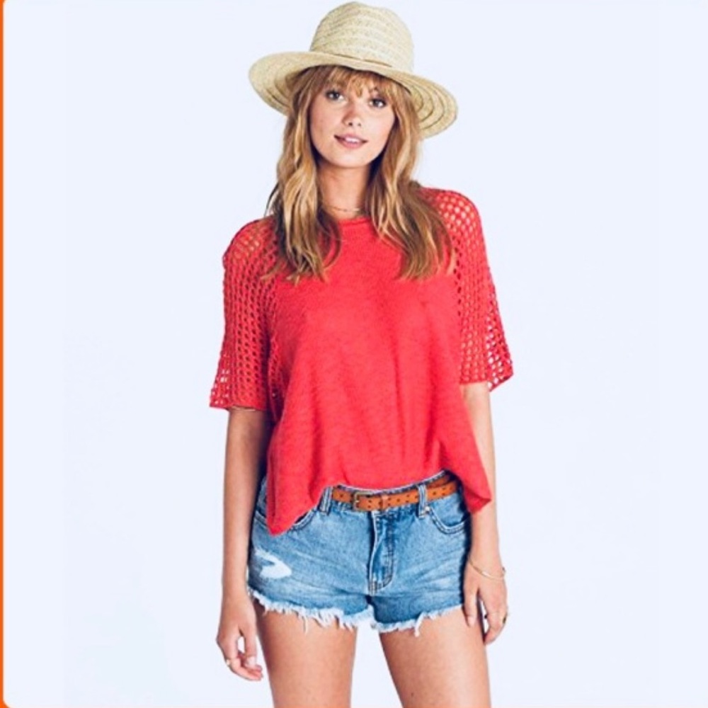Billabong boho sunset crochet sweater top